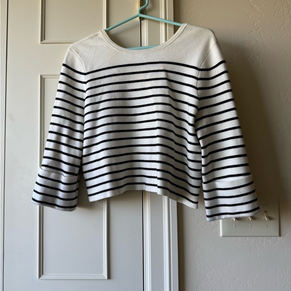 Maje Montreal cropped Lace up Striped Knit sweater Size 2 - Picture 2 of 6